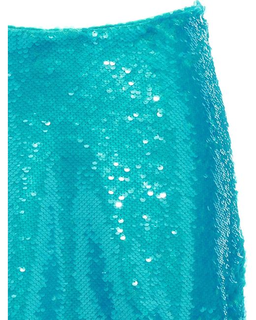 Ganni Blue Sequin Midi Skirt