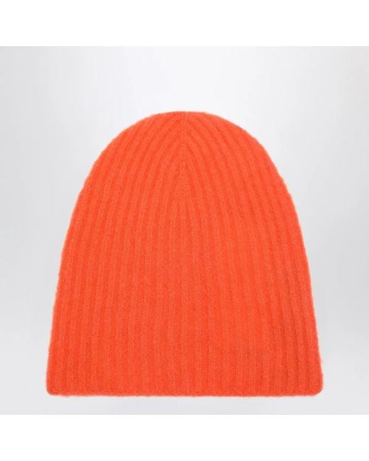 Roberto Collina Orange Cashmere Ribbed Beanie