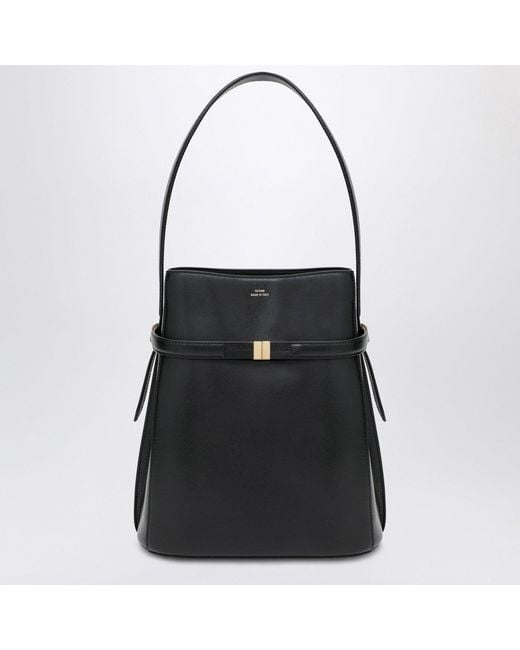 Totême Black Belted Leather Bucket Bag