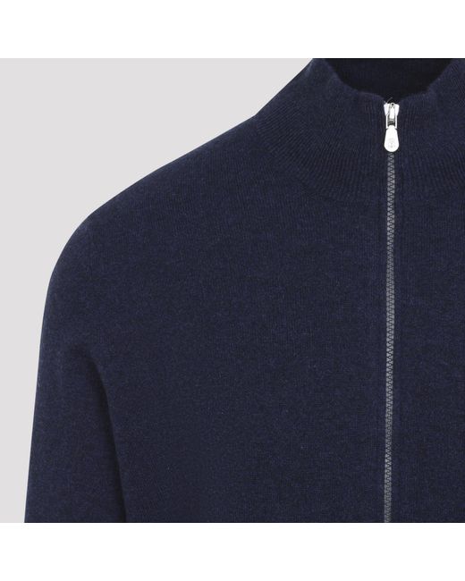 Brunello Cucinelli Blue Full Zip Cashmere Cardigan for men