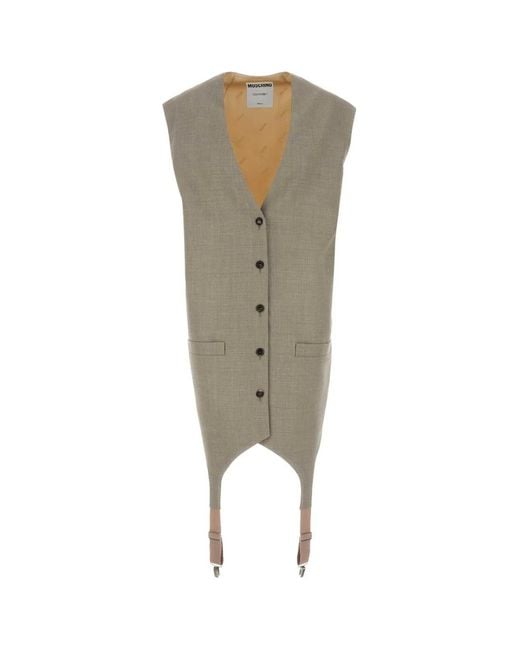Moschino Couture Green Two-Tone Wool And Satin Oversize Vest