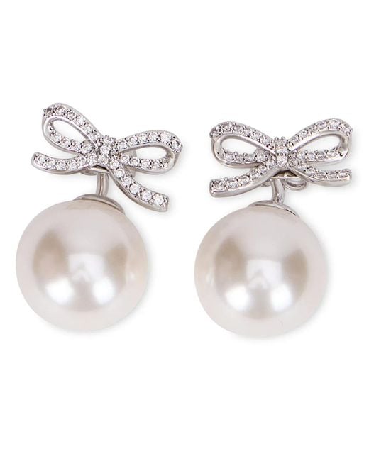 Self-Portrait White Button Earrings With Crystals
