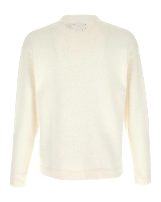 Polo Ralph Lauren White Letter Intarsia Cardigan for men