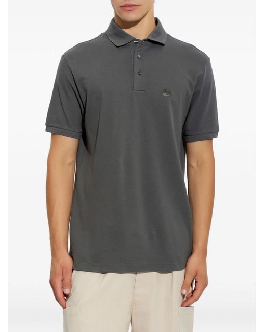 Etro Gray Logo Cotton Polo Shirt for men