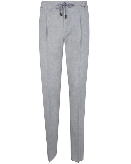 Incotex Gray Elastic Coulisse Waist Chino Trousers for men