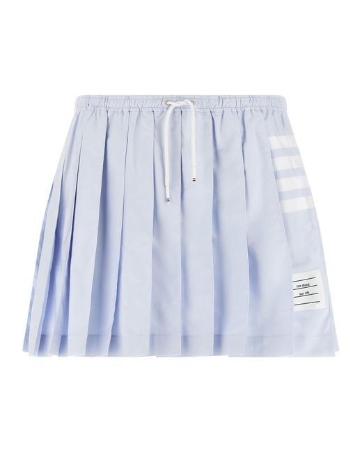 Thom Browne Blue '4-Bar' Oxford Pleated Skirt