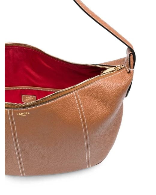 Lancel Brown "Victoire Large" Large Zip Hobo Bag