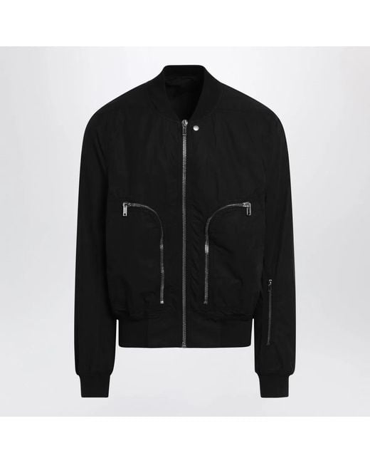 Rick Owens Black Bauhaus Flight Ribbed Cotton Bomber Jacket for men