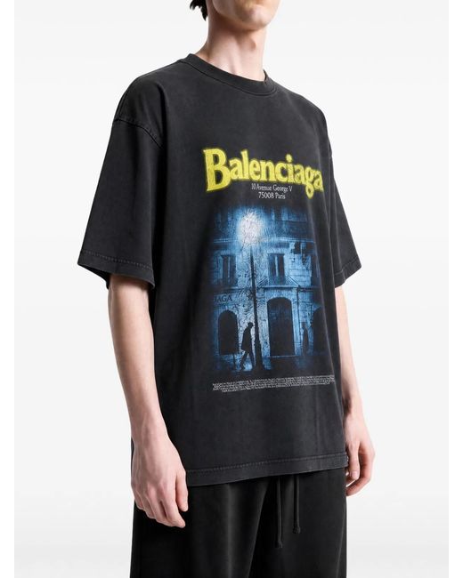Balenciaga Blue The Address Cotton T-Shirt for men