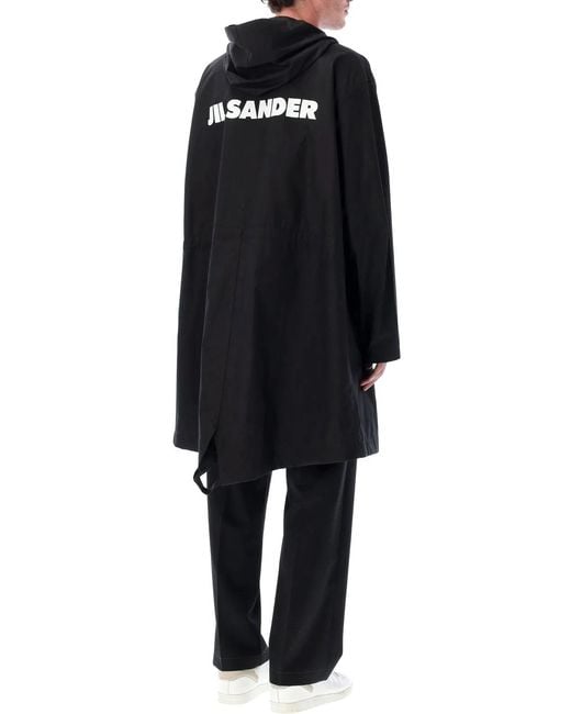 Jil Sander Black Cotton Logo Parka for men