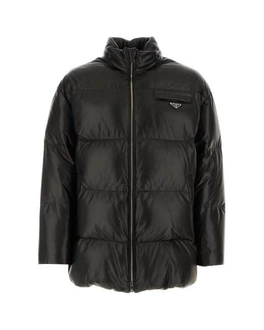 Prada Black Nappa Leather Down Jacket for men