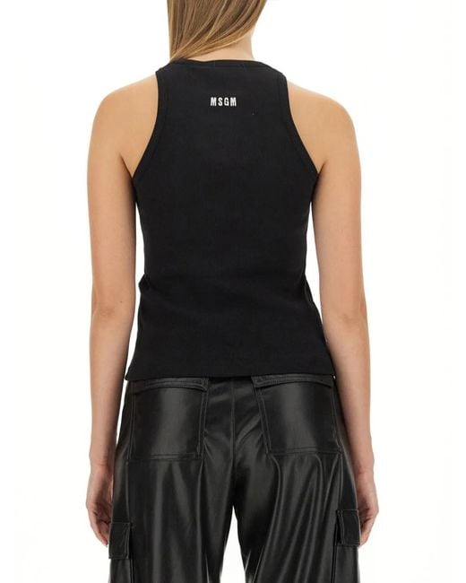 MSGM Black Cotton Tops
