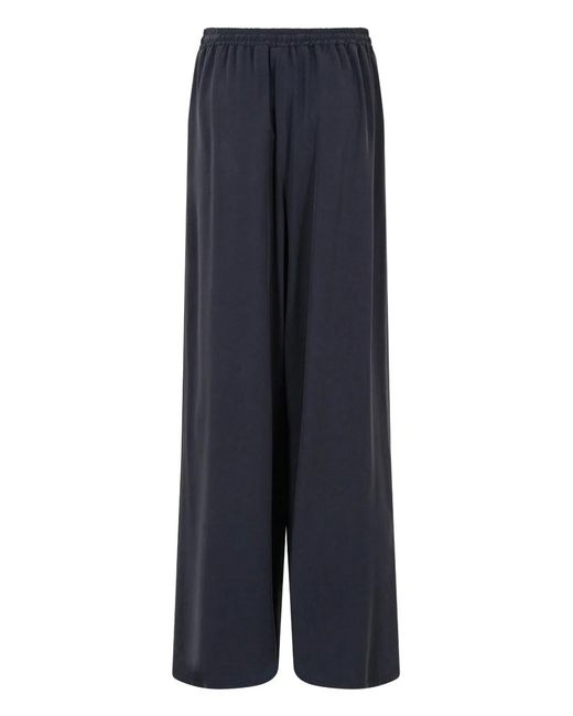 Max Mara Blue Wide-Fit Washed Silk Trousers