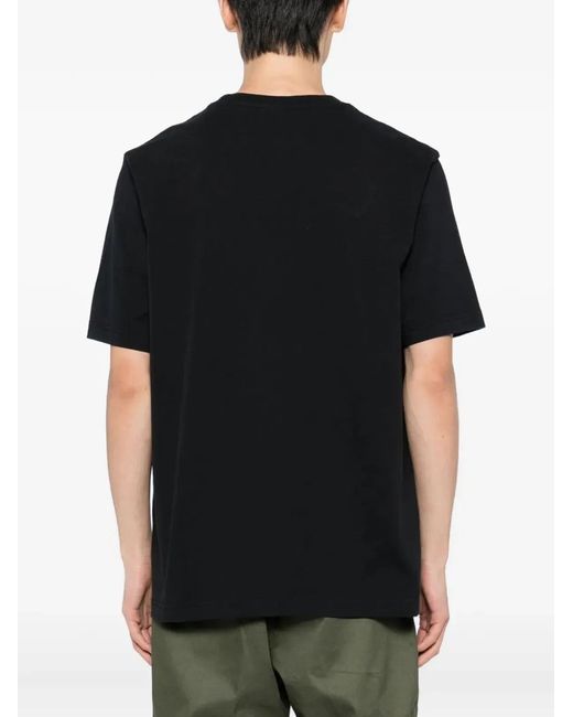 Maison Kitsuné Black Maison Kitsuné Straight Hem Cotton T-Shirt for men