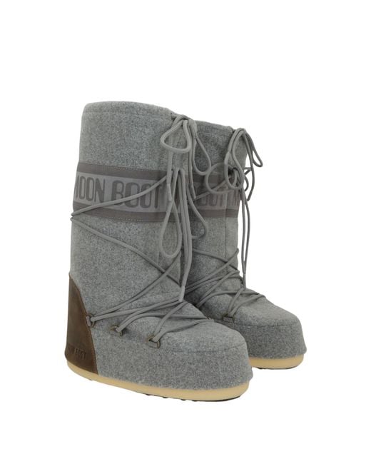 Moon Boot Gray Lace-Up Boots