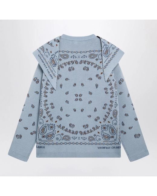 Alanui Blue Bandana Jacquard Sweater