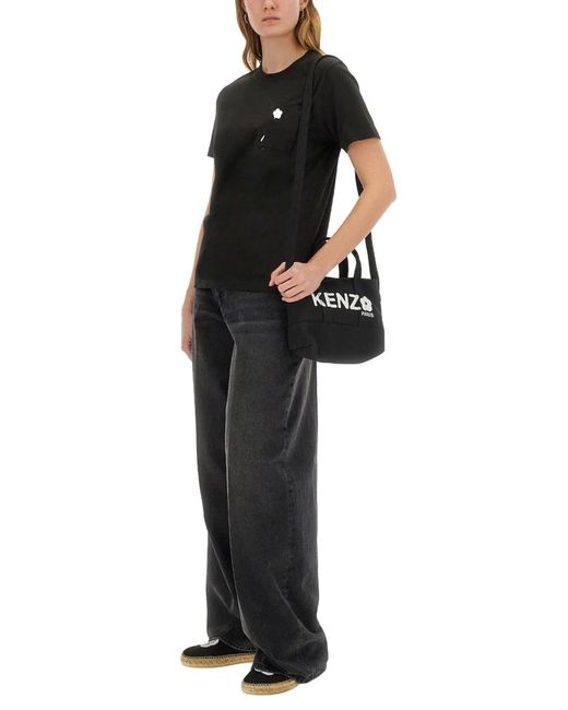 KENZO Black Boke Flower Pin Tshirt