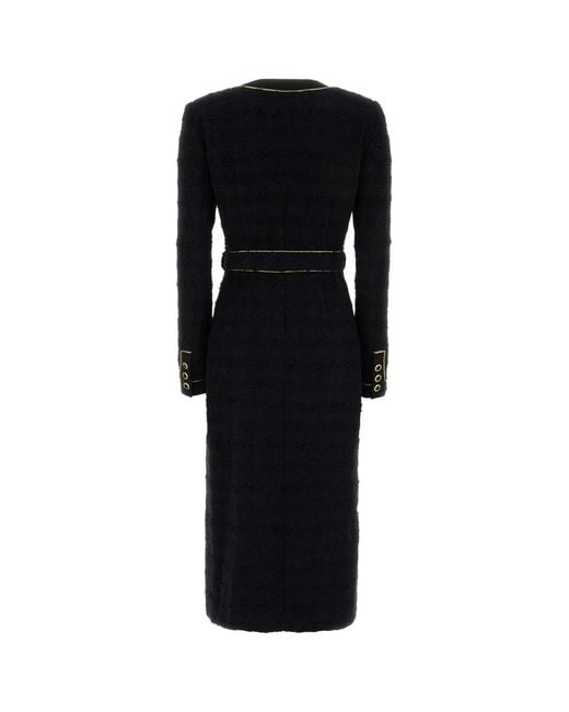 Alessandra Rich Black Boucle Coat