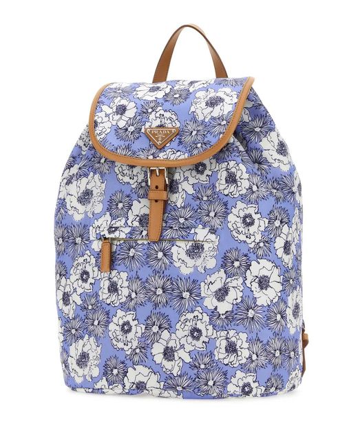 Prada Blue Printed Re-Nylon Backpack