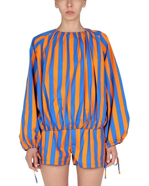 Sunnei Blue Striped Pattern Shirt