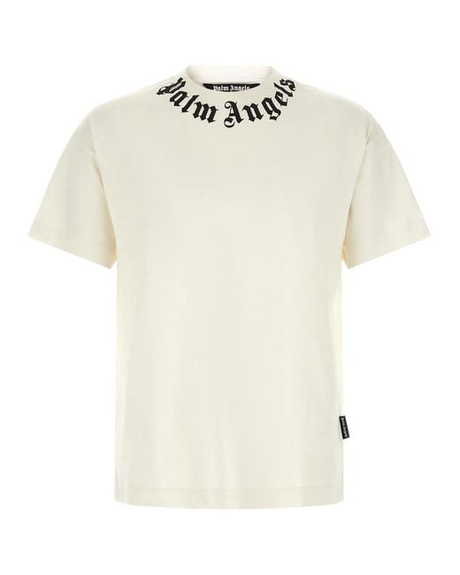 Palm Angels White 'Neck Logo' T-Shirt for men