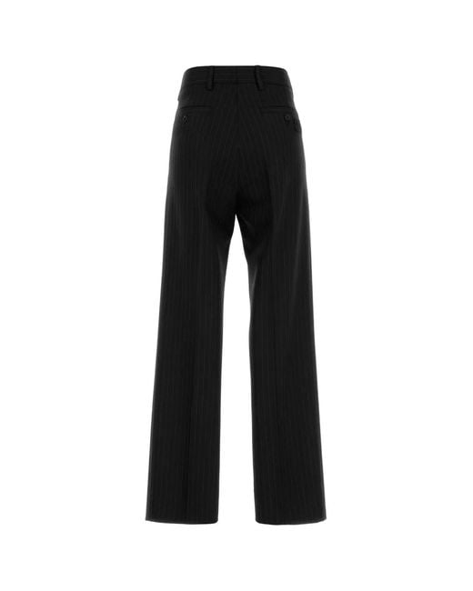 Miu Miu Black Embroidered Stretch Wool Palazzo Pant