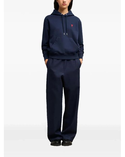 AMI Blue Ami De Cœur Cotton Hoodie for men