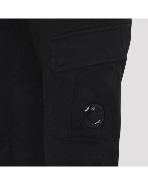 C P Company Black C.P.Company Stretch Sateen Ergonomic Cargo Pants for men