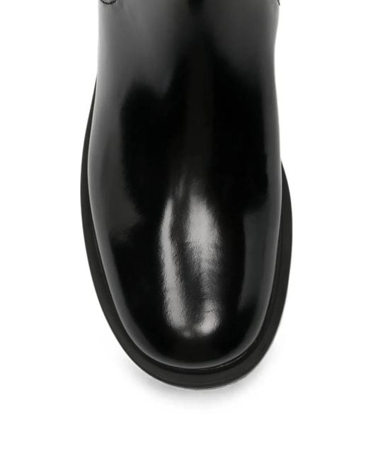 Prada Black Brushed Leather Booties
