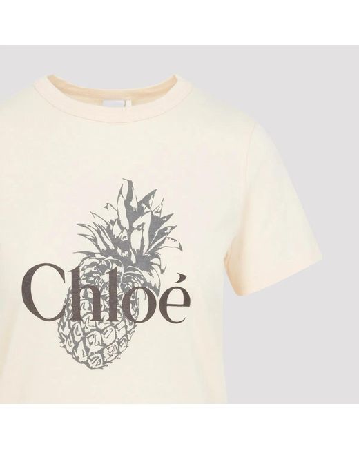 Chloé White Peach T-Shirt With Ananas Print