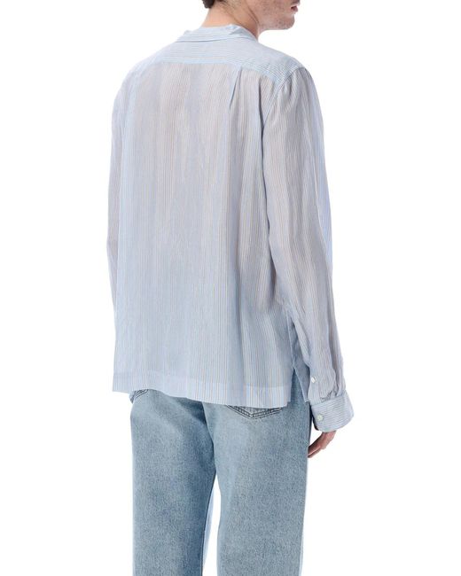 Dries Van Noten Blue Cartly Striped Shirt for men