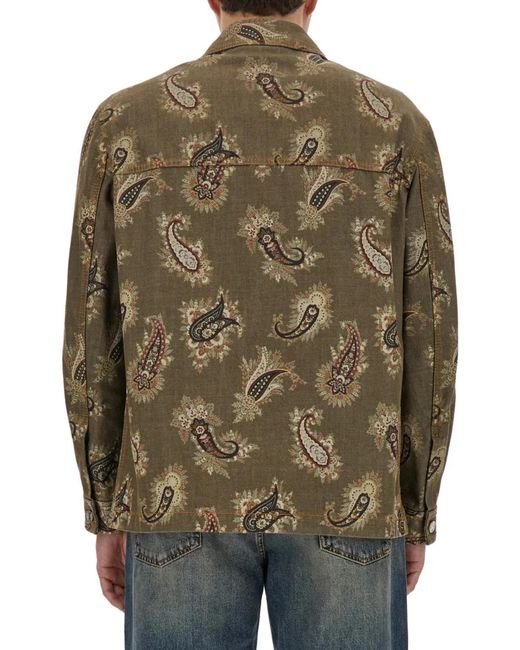Etro Brown Paisley Print Shirt for men