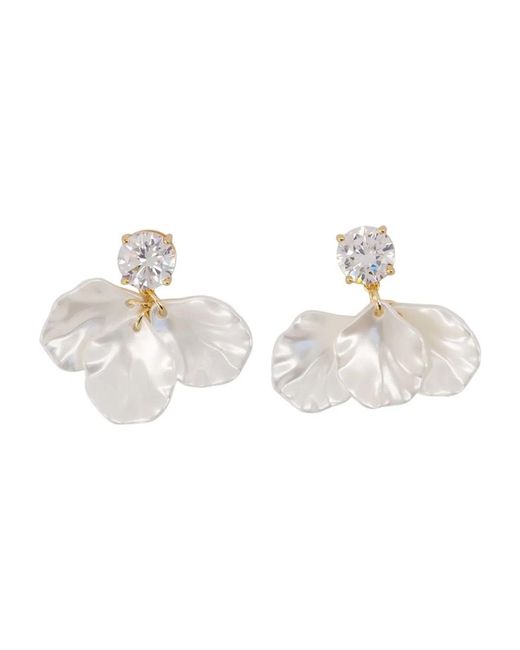 Self-Portrait Metallic Crystal Petal Earrings