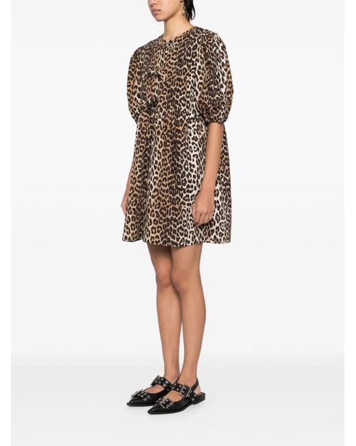 Ganni Brown Organic Cotton Mini Dress
