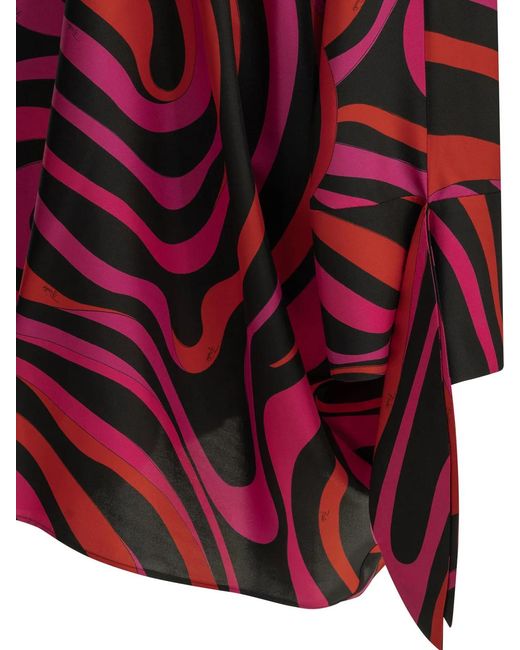 Emilio Pucci Red "Marmo" Short Caftan Dress