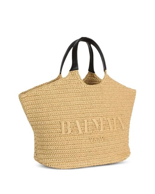 Balmain Natural Large Crochet Tote Bag