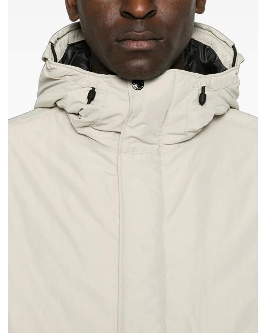 Stone Island White Micro Reps Hooded Down Jacket for men