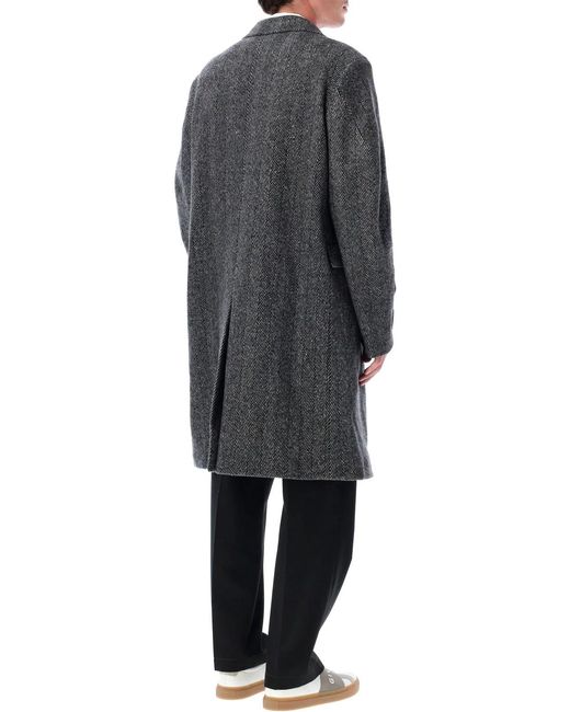 Givenchy Black Embroidered Wool Blend Coat for men