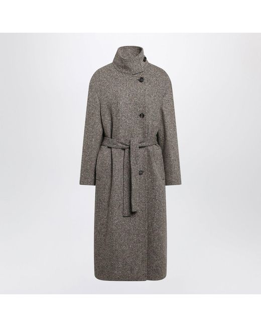 Brunello Cucinelli Gray Sparkling Camel And Virgin Wool Coat
