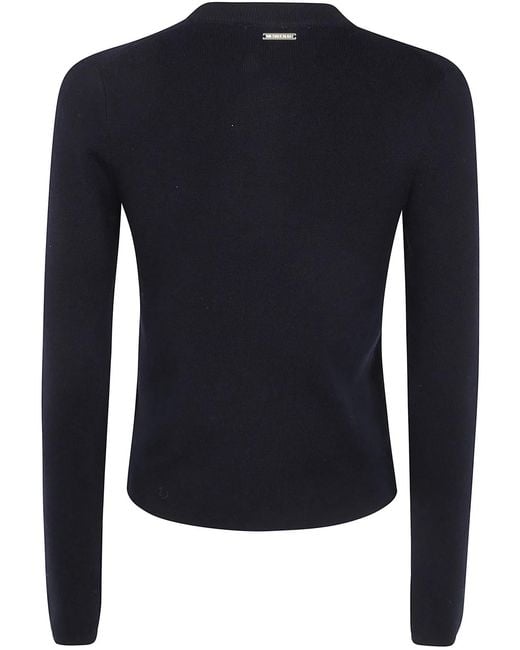 MICHAEL Michael Kors Blue Merino Rib Crewneck Cardigan