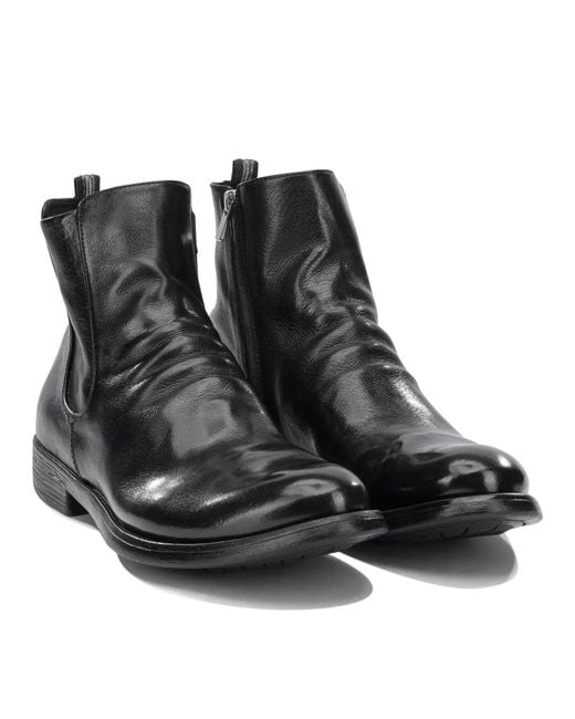 Officine Creative Black "Hive 036" Ankle Boots With Zipper for men