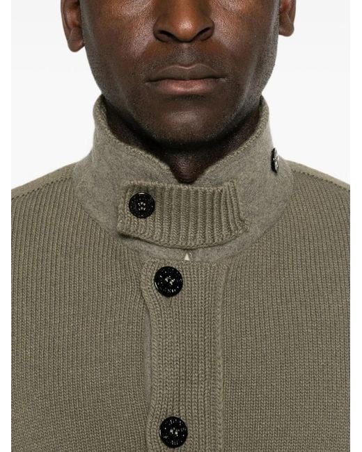Stone Island Green Wool Cardigan for men