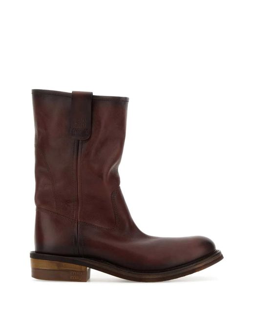 Miu Miu Brown Solid Stivaletti Boot