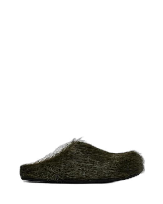 Marni Green Long Hair Calfskin Fussbett Sabot