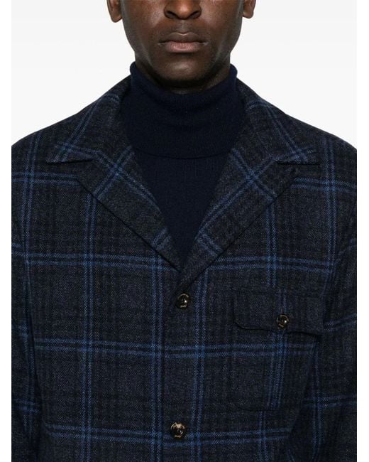 Finamore 1925 Blue Wool Single-Breasted Jacket for men