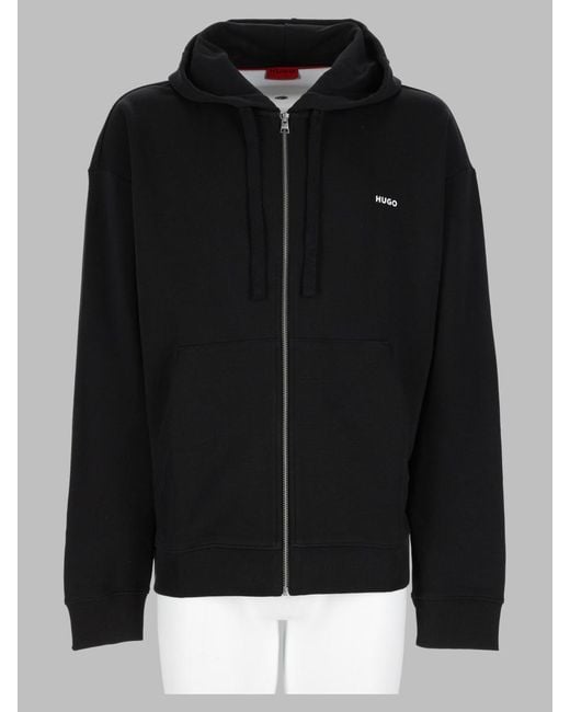 HUGO Black Full-Zip Hooded Sweatshirt for men