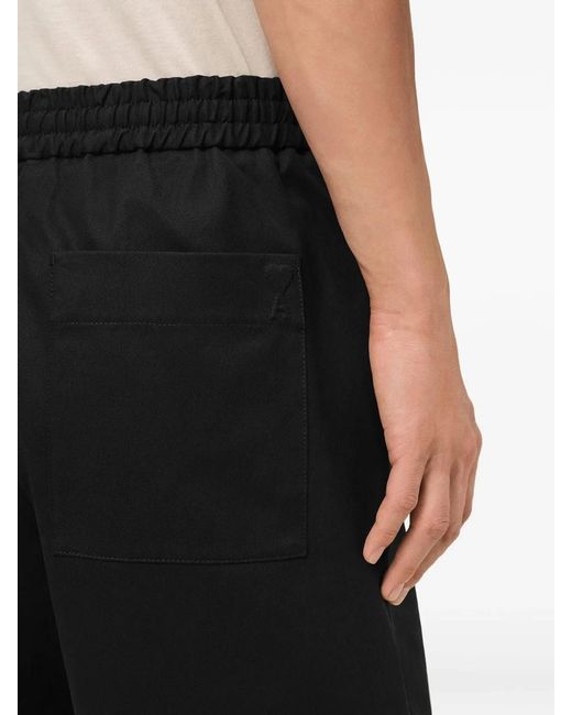 AMI Black Elasticated Waist Shorts for men