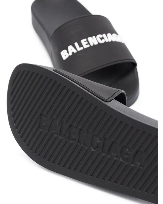 Balenciaga Black Pool Slide Bal Logo for men