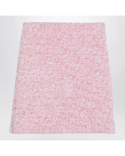 Balenciaga Pink Cotton Blend Tweed Mini Skirt