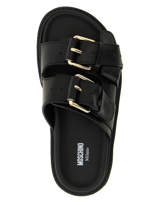 Moschino Black Double Strap Sandals